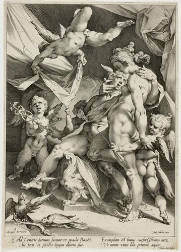 Venus and Mercury by Jan Harmensz. Muller, print, 1595-1605