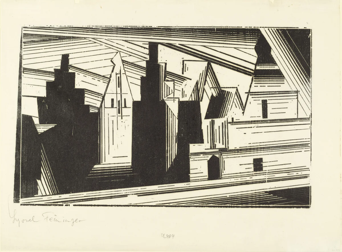Old Gables in Lüneburg (Die Giebel in Lüneburg) by Lyonel Feininger, print, 1924