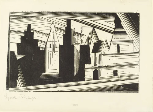 Old Gables in Lüneburg (Die Giebel in Lüneburg) by Lyonel Feininger, print, 1924