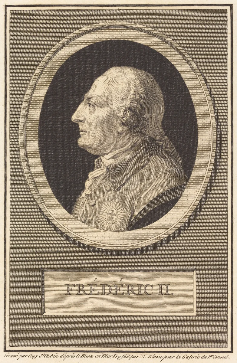 Frederick II by Augustin de Saint-Aubin; Barthelemy Blaise, print, 1803
