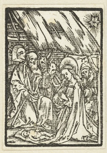 Aanbidding door de herders by Unknown, print, 1503