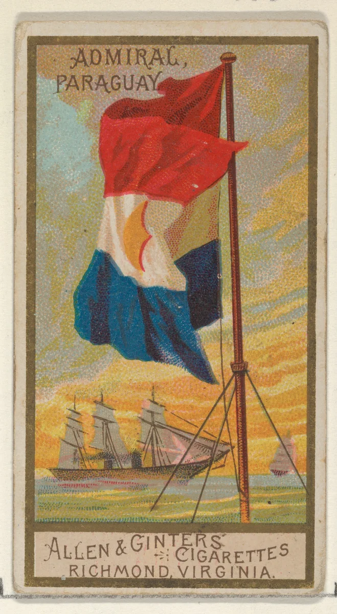 Admiral, Paraguay, from the Naval Flags series (N17) for Allen & Ginter Cigarettes Brands by Allen & Ginter, print, 1886-1891