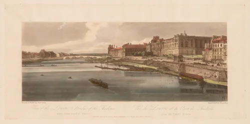 A Selection of Twenty of the Most Picturesque Views in Paris: View of the Louvre & Bridge of the Thuilleries taken from Pont Neuf by Thomas Girtin, print, 1802