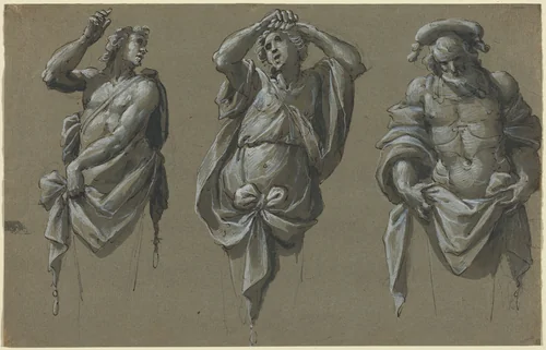 Three Herms by Giovanni Mauro della Rovere, drawing, 1630-1640