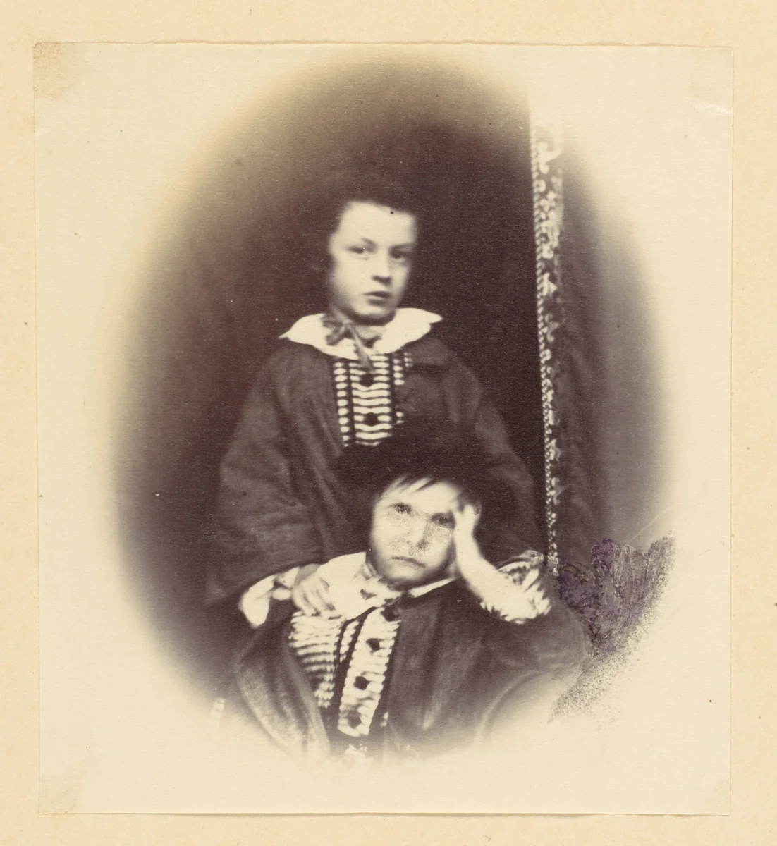 [Vignetted portrait of two children] by Alfred Capel-Cure, photograph, 1850-1869