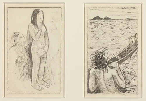Parau No Te Varau Ino (left); Tahitian Legend (right) by Paul Gauguin, drawing, 1890-1895