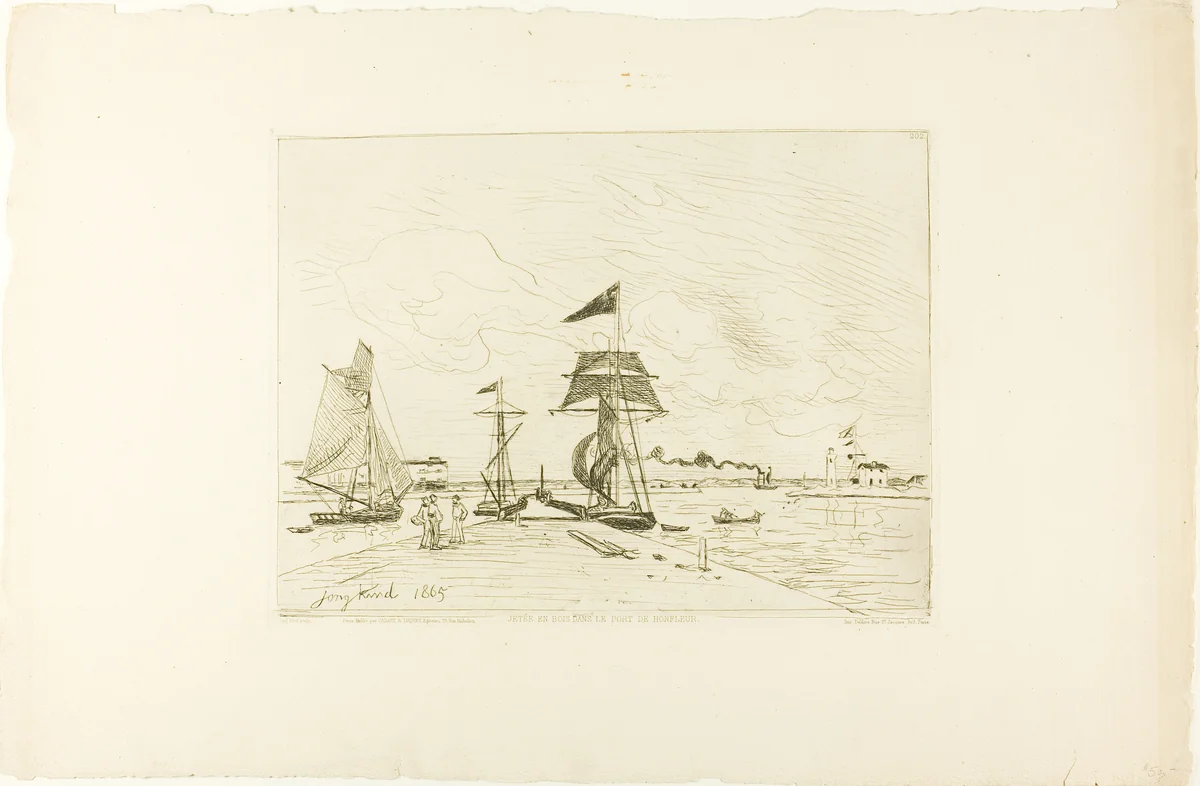 Wooden Pier, Honfleur Port by Johan Barthold Jongkind, print, 1865