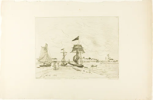 Wooden Pier, Honfleur Port by Johan Barthold Jongkind, print, 1865