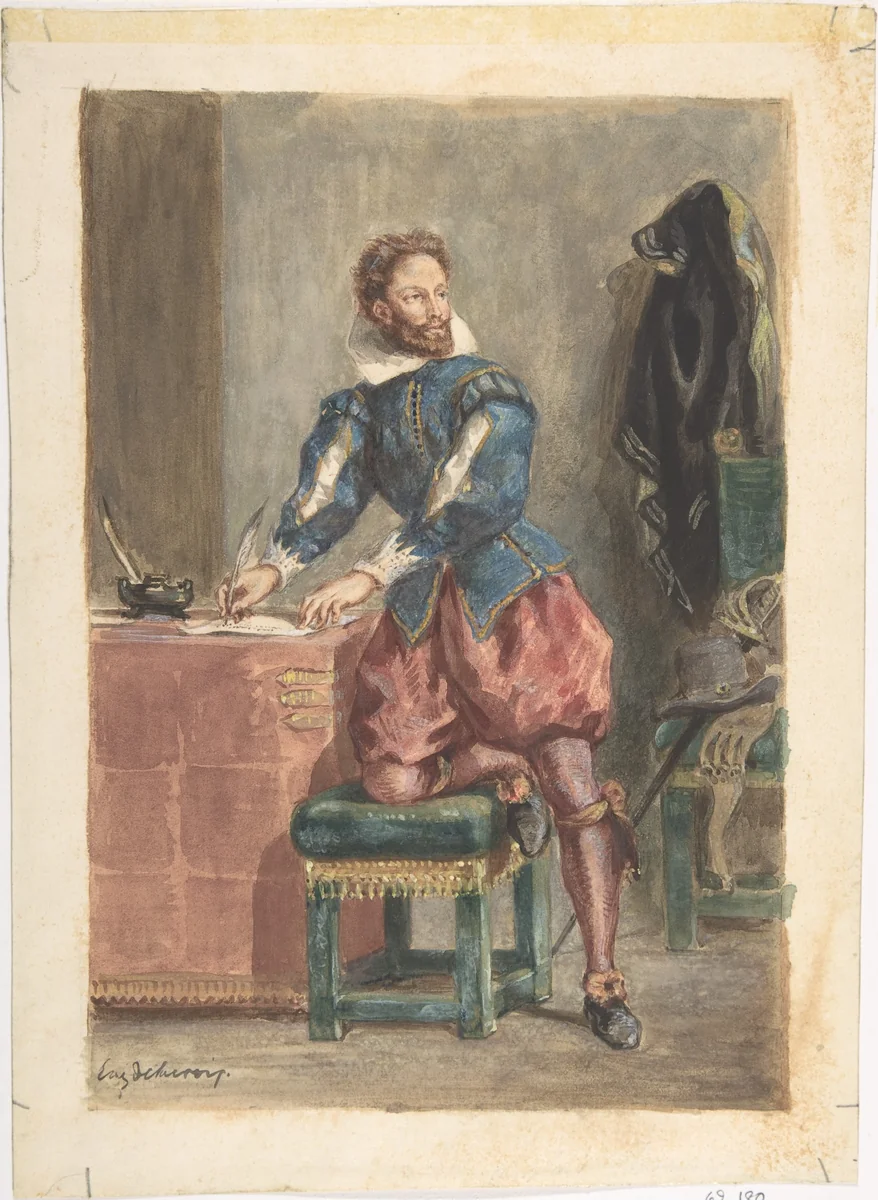 Mathurin Régnier by Eugène Delacroix, drawing, 1841-1851