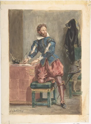 Mathurin Régnier by Eugène Delacroix, drawing, 1841-1851