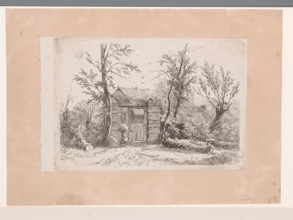 Toegang van een boerderij in de omgeving van Brussel by Paulus Lauters, print, 1850