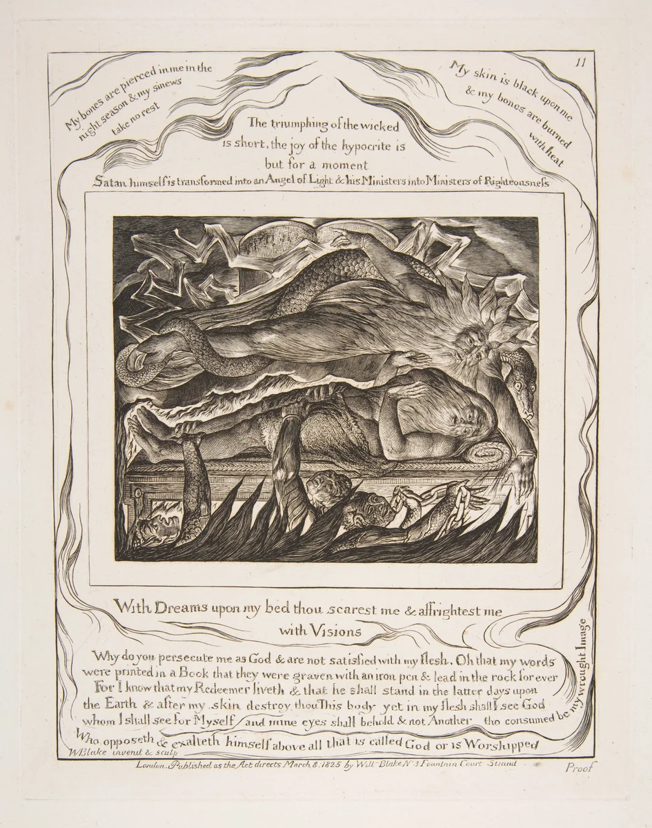 Job's Evil Dreams by William Blake, print, 1825-1826