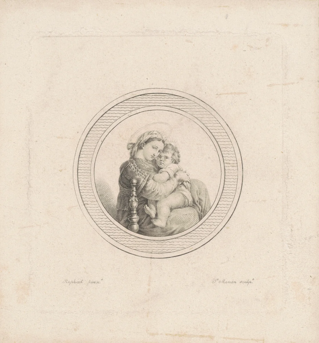 Madonna della seggiola by Charles B. J. Févret de Saint-Mémin, print, 1790-1800