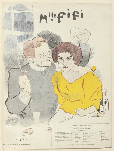 Program for Mademoiselle Fifi from The Beraldi Album of Theatre Programs by Tancrède Synave, print, 1896