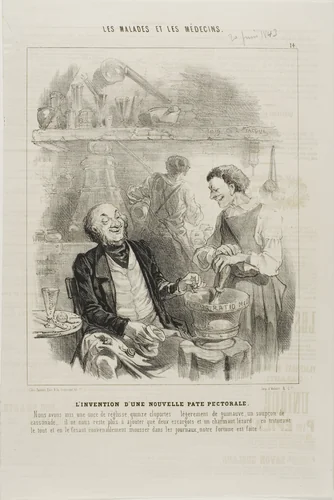 The Invention of a New Chest Elixir (plate 14) by Charles-Émile Jacque, print, 1843