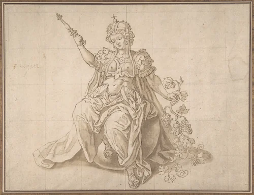Allegory of Europe, from "The Four Continents" by anonymous, drawing, 1500-1600