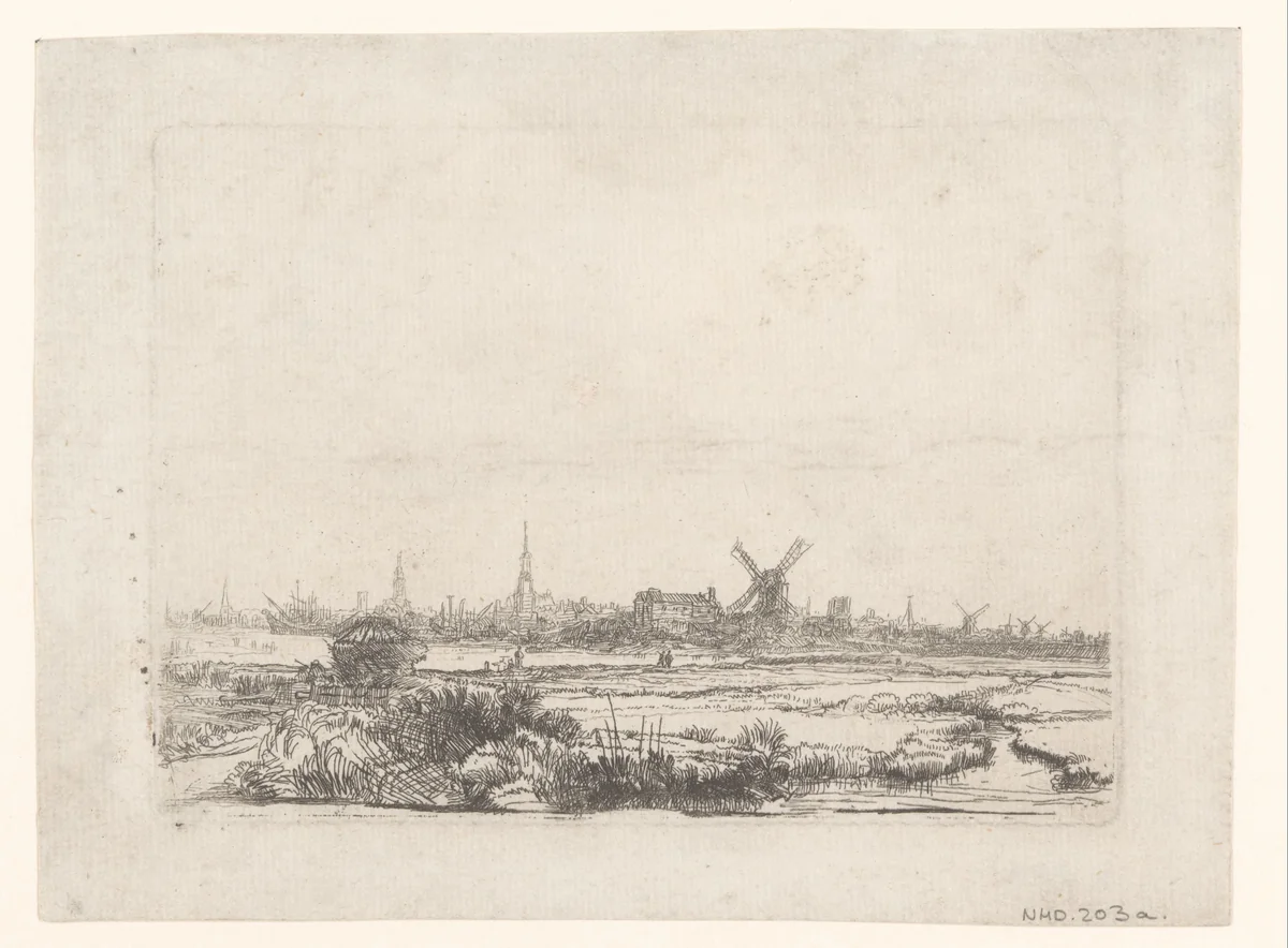 View of Amsterdam from the Kadijk by James Bretherton, print, 1760-1781