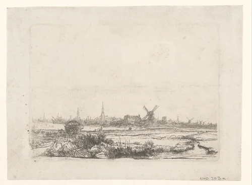 View of Amsterdam from the Kadijk by James Bretherton, print, 1760-1781