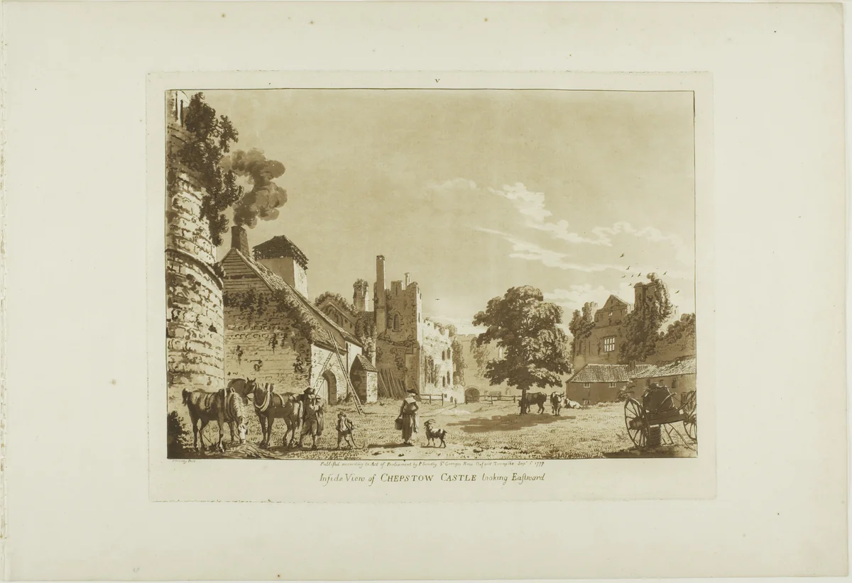 Inside View of Chepstow Castle Looking East, plate five from Twelve Views in Wales by Paul Sandby, print, 1777