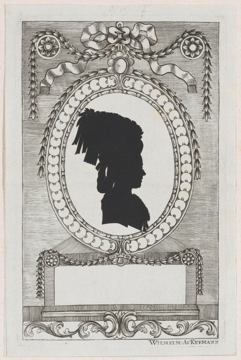 Silhouette of Gräfin Ferrari by Wilhelm Ackermann, print, 1784-1834