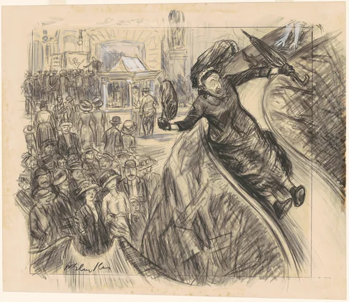 I Went Down that There Slide Faster than the Empire State Express by William Glackens, drawing, 1910-1913