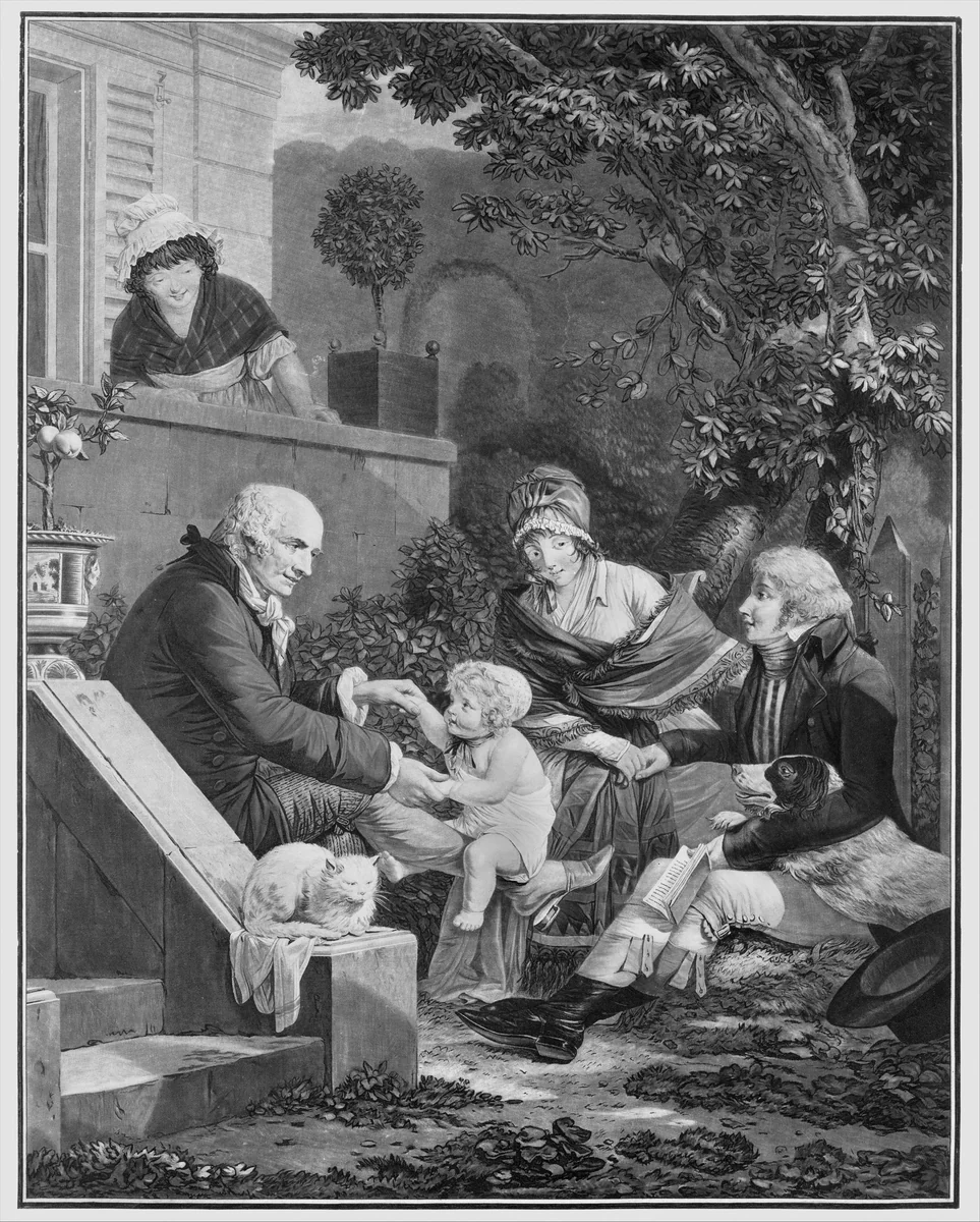 The Pleasures of Fatherhood by Louis Philibert Debucourt, print, 1770-1832