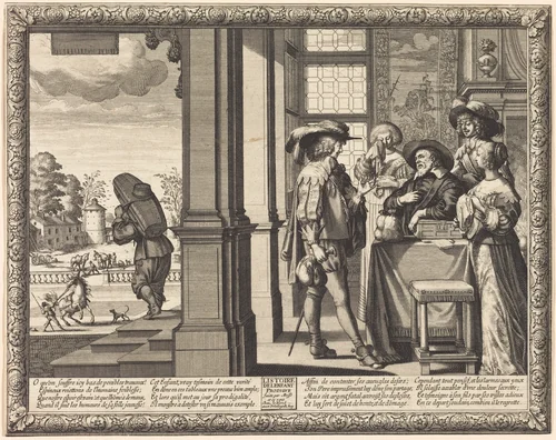 The Prodigal Son Bids Farewell to his Father by Abraham Bosse, print, 1602-1676