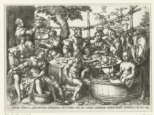 Feestmaal van de rijke man by Unknown, print, 1554