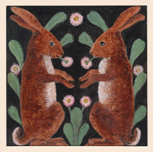 Two Hares by William Bell Scott, drawing, 1865-1890