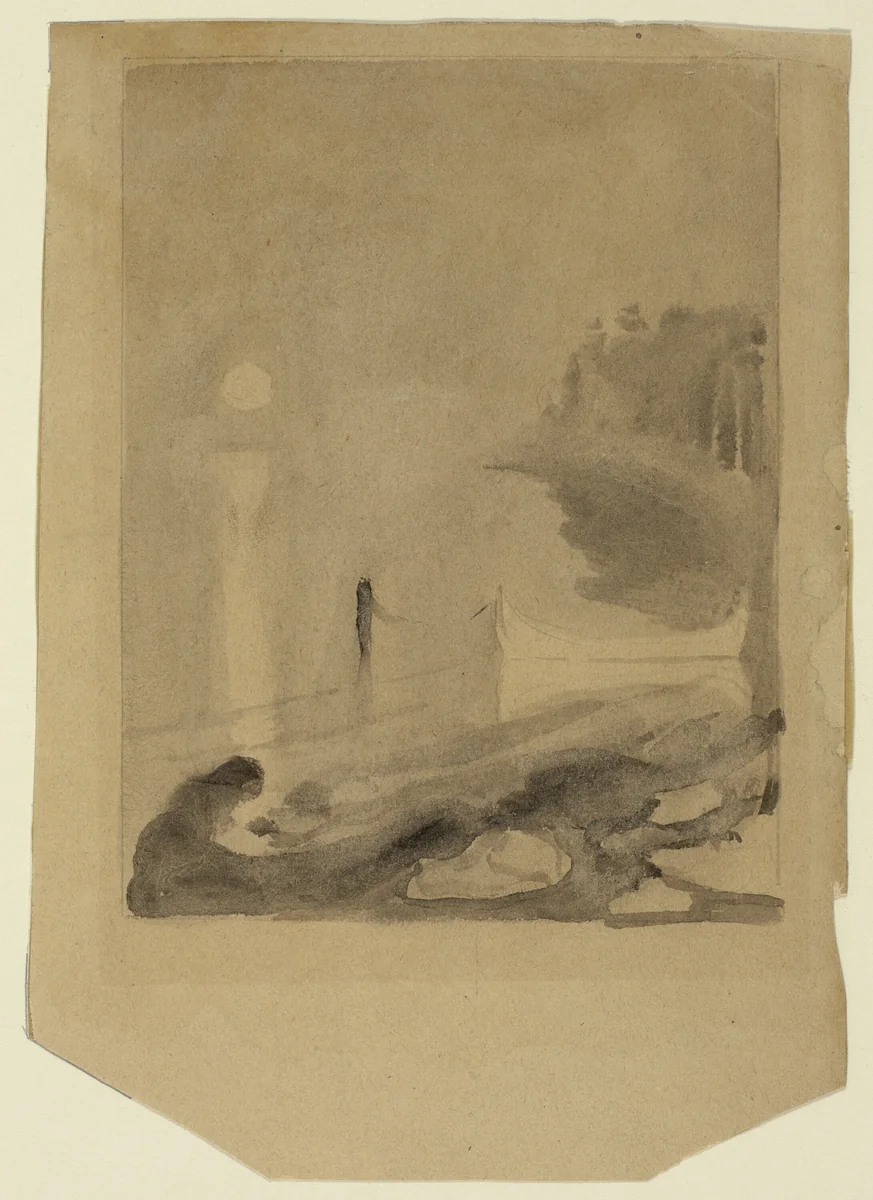 A Boat Tied to a Pier by Edvard Munch, drawing, 1892