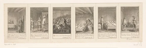 Zes voorstellingen uit Lesage's Gil Blas de Santillane by Daniel Nikolaus Chodowiecki, print, 1783