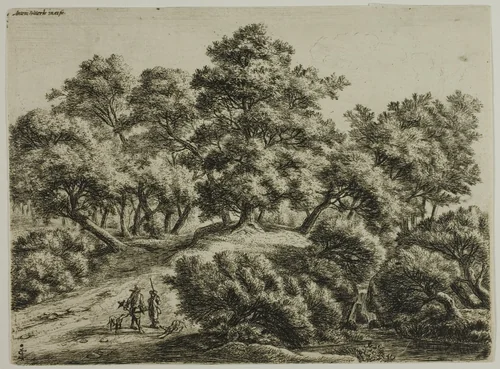 The Falconer and the Hunter by Anthonie Waterloo, print, 1630-1690