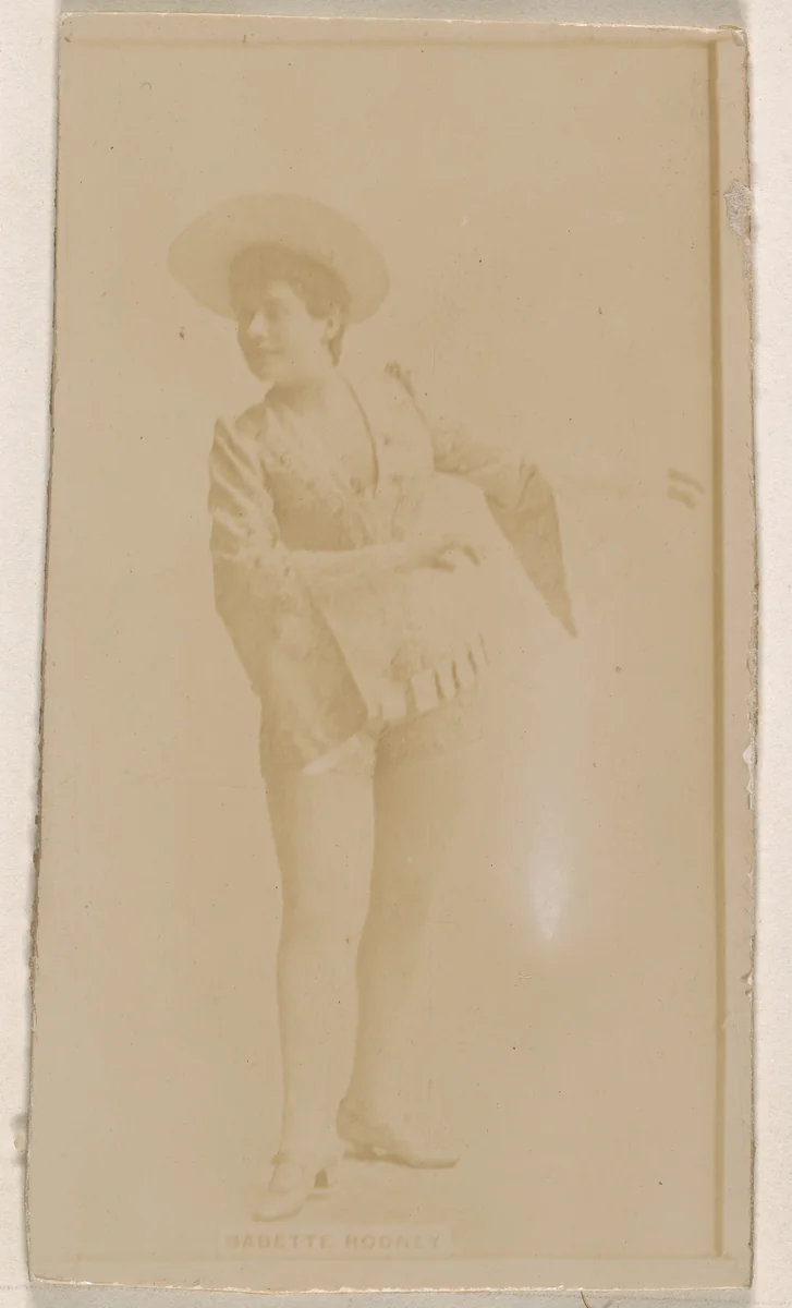 Babette Rodney, from the Actresses series (N245) issued by Kinney Brothers to promote Sweet Caporal Cigarettes by Kinney Brothers Tobacco Company, photograph, 1890