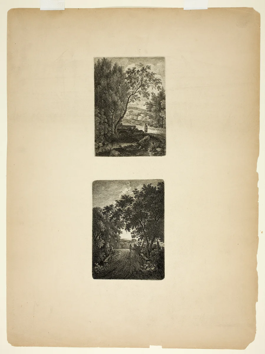 Two Italian Landscapes by Wilhelm von Kobell, print, 1786-1855