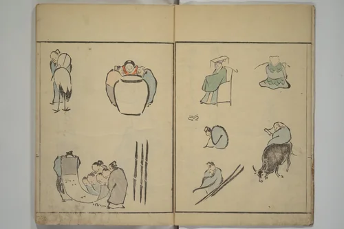 How to Draw Figures Simply (Jinbutsu ryakugashiki) 人物略画式 by Kuwagata Keisai (鍬形蕙斎), book, 1799