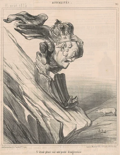 S'étant placé sur une pente dangereuse by Honoré Daumier, print, 1854