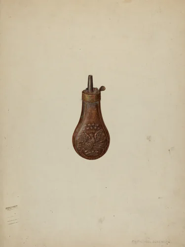Gun Powder Flask by Christabel Scrymser, index of american design, 1938