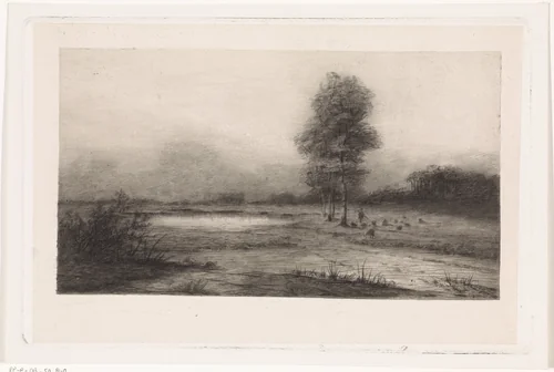 Landschap met waterplas by Elias Stark, print, 1891