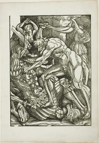 The Labors of Hercules: Hercules and Cacus by Gabriel Salmon, print, 1523-1533
