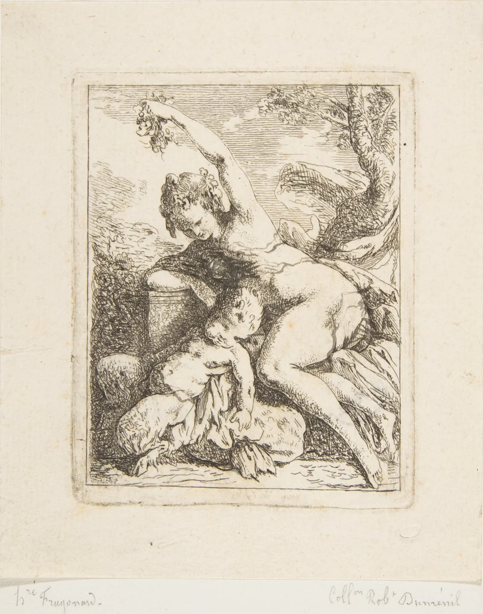 Bacchante et jeune satyre by Jean Honoré Fragonard, print, 1745-1806
