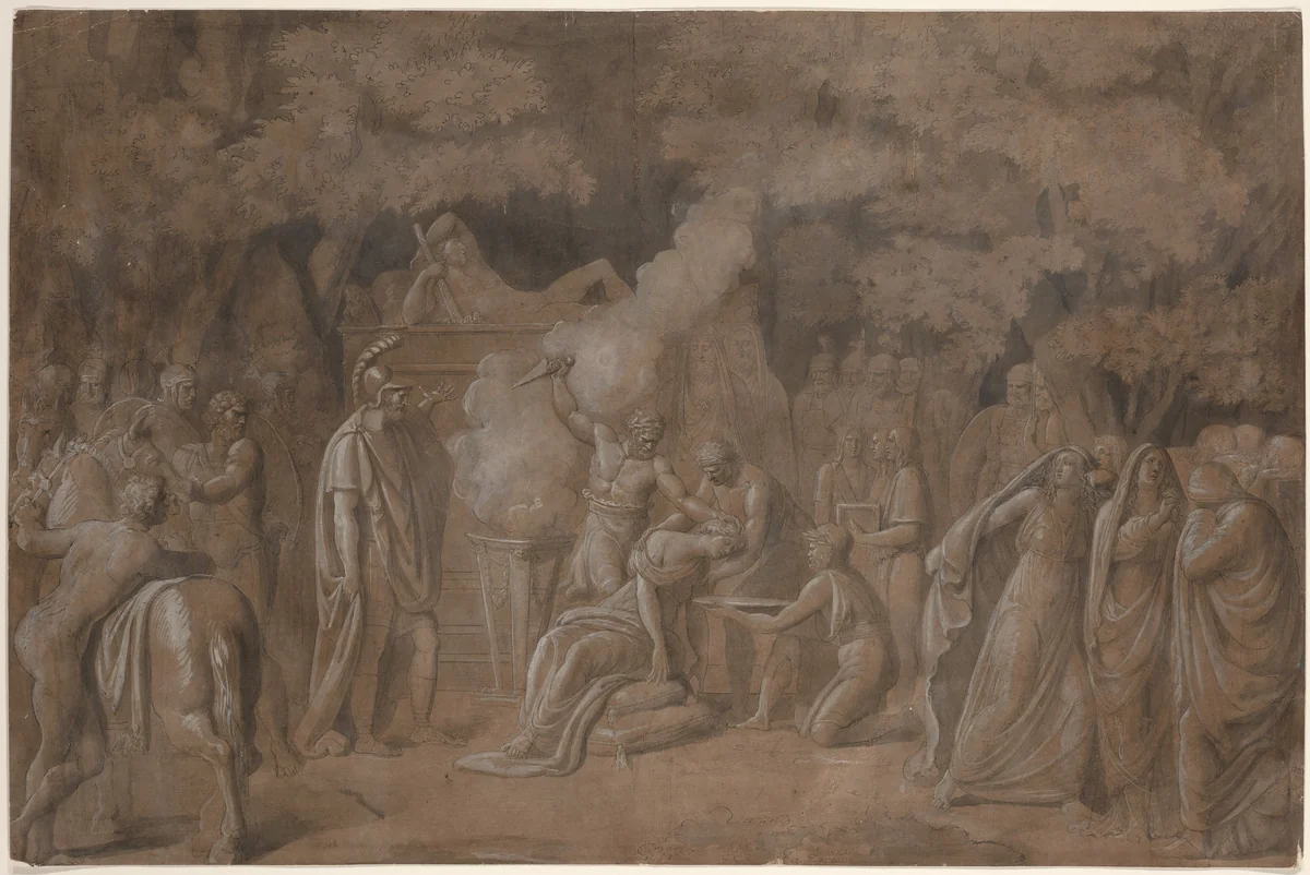 Death of Iphigenia (?) by Benjamin West, drawing, 1758-1759