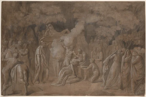 Death of Iphigenia (?) by Benjamin West, drawing, 1758-1759