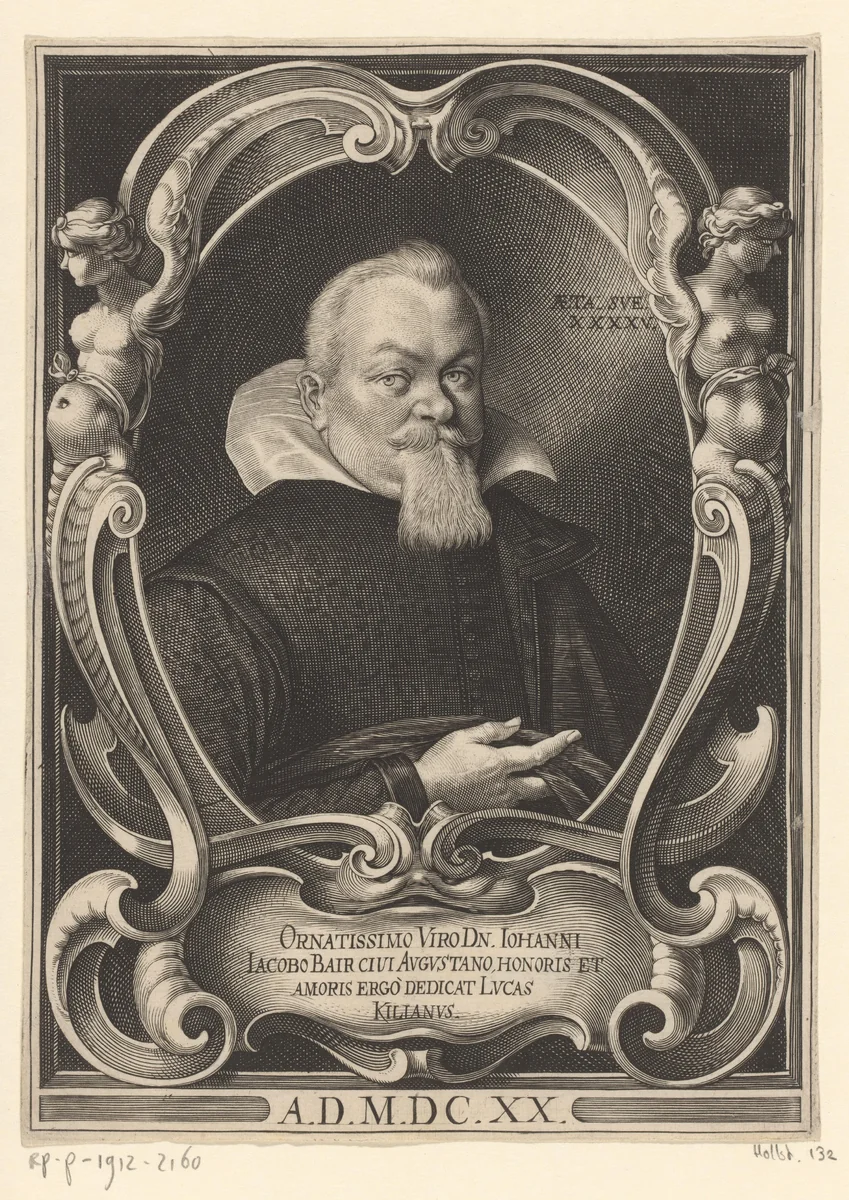 Portret van Hans Jacob Bair op 45-jarige leeftijd by Lucas Kilian, print, 1602