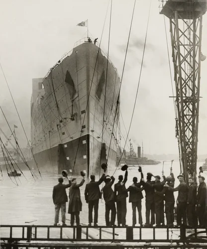 "Giant Liner Launched Named 'Queen Mary'" by Times Wide World Photos, photograph, 1934