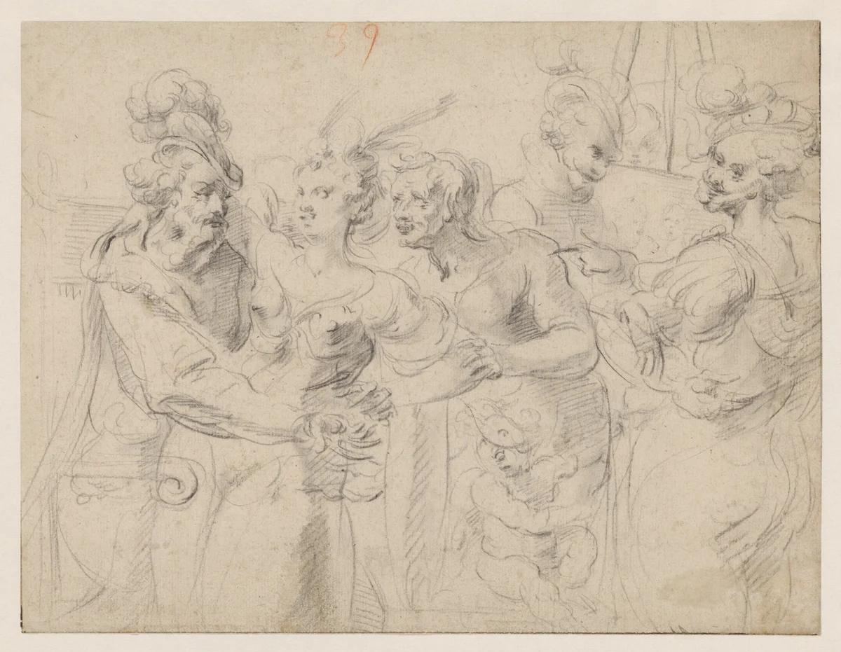 The Procuress by Georges Lallemand, drawing, 1620