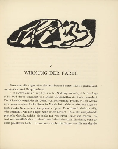 Vignette next to "The Effect of Color" ("Wirkung der Farbe") (headpiece, page 37) from Über das Geistige in der Kunst (Concerning the Spiritual in Art) by Wassily Kandinsky, illustrated book, 1911