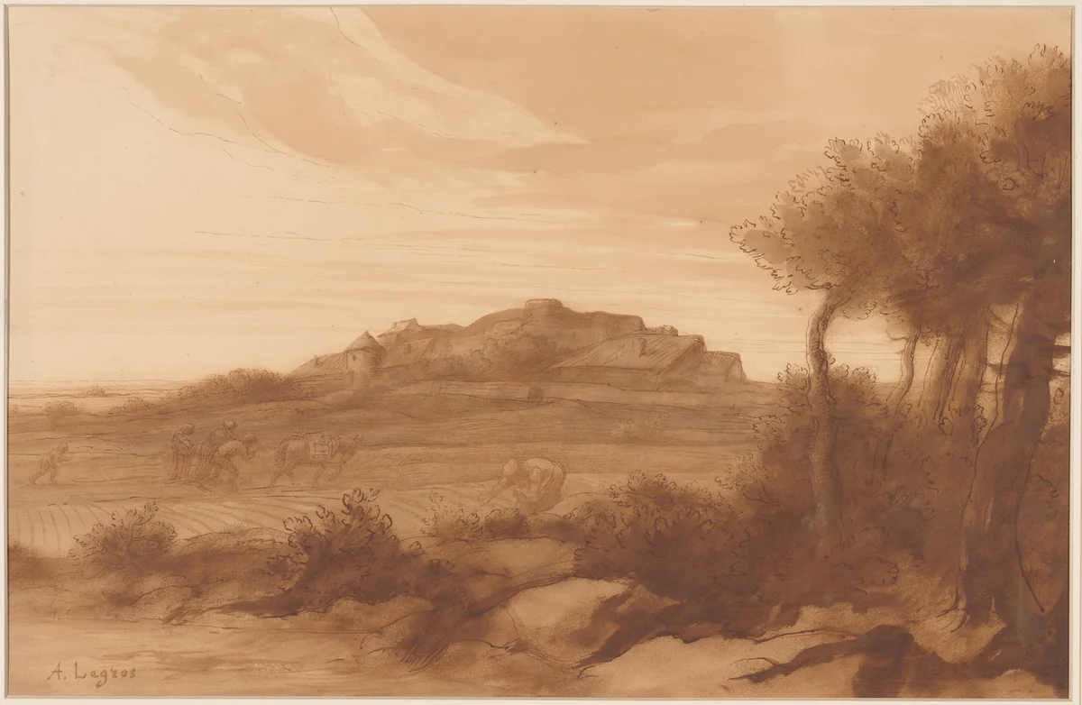 Landscape by Alphonse Legros, drawing, 1837-1911