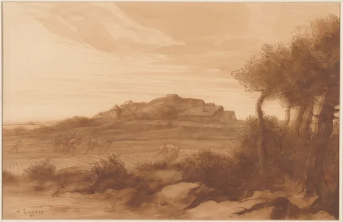 Landscape by Alphonse Legros, drawing, 1837-1911