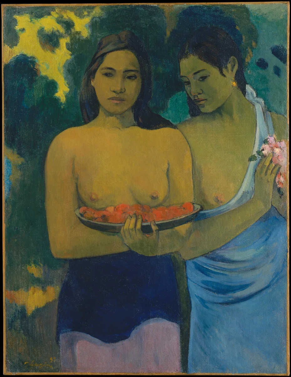 Two Tahitian Women by Paul Gauguin, painting, 1899