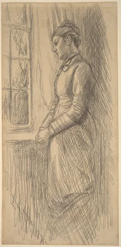 Solitude: Miss Vesta Rollinstall by Edwin Austin Abbey, drawing, 1878